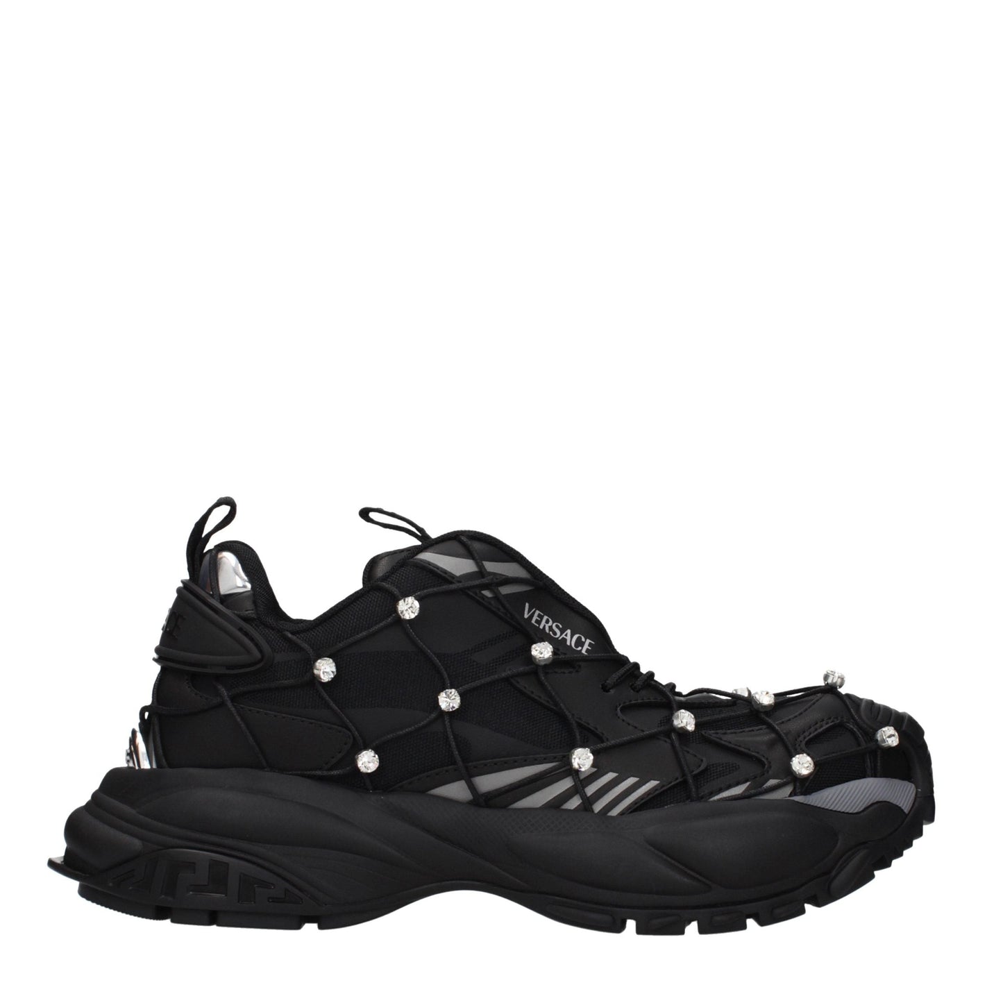 Black Fabric Chunky Sneakers