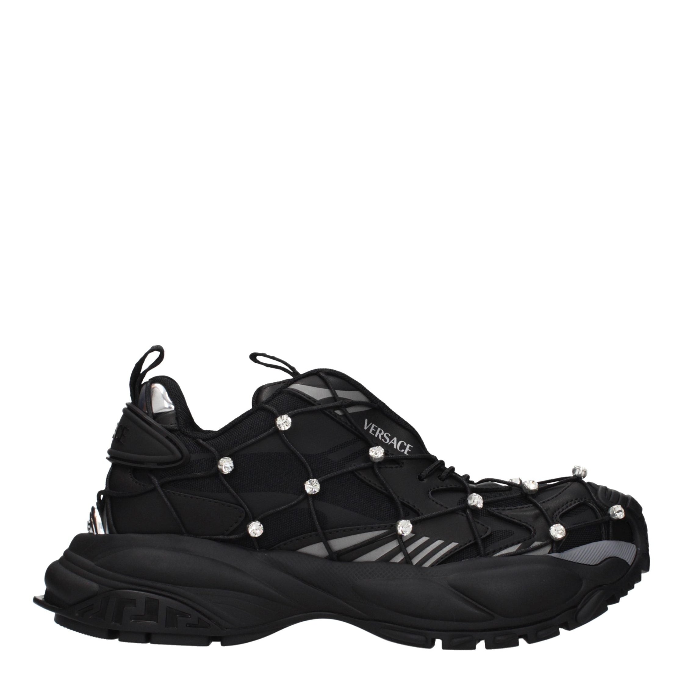 Black Fabric Chunky Sneakers