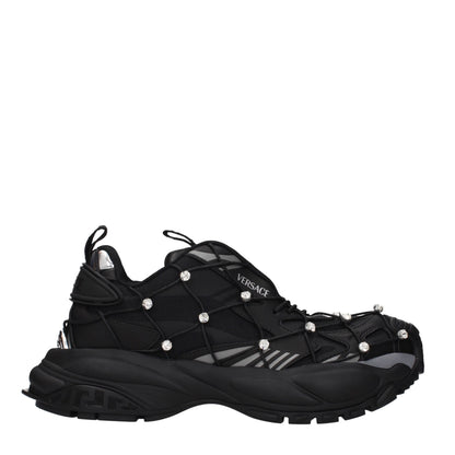 Black Fabric Chunky Sneakers