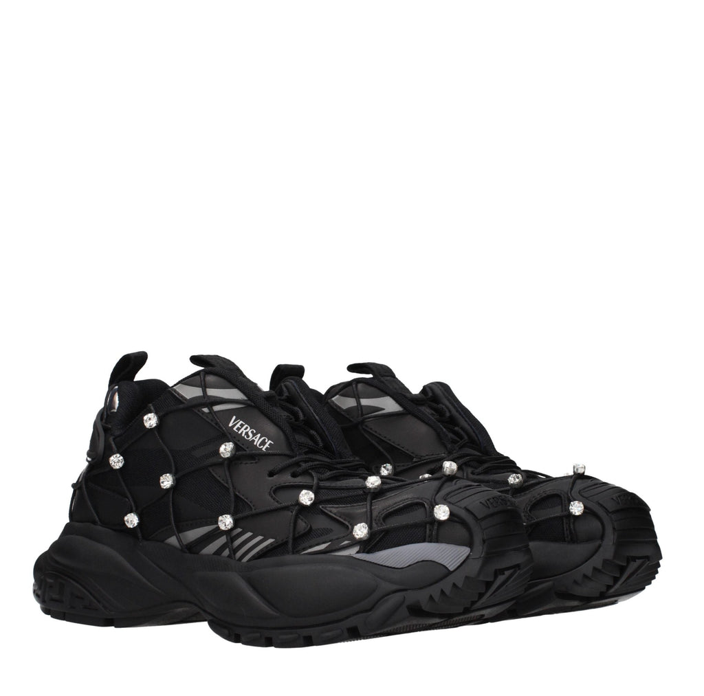 Black Fabric Chunky Sneakers