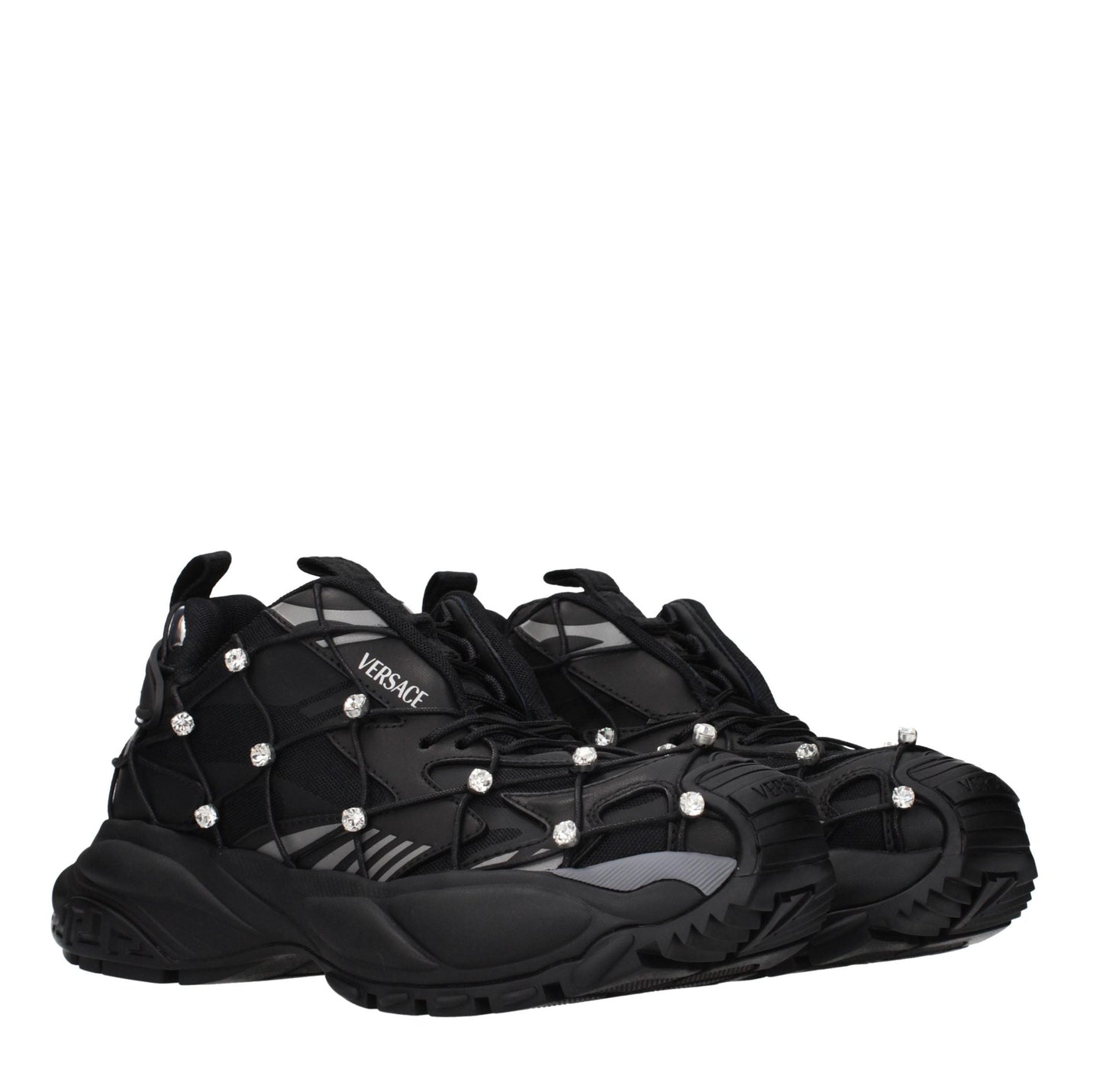 Black Fabric Chunky Sneakers