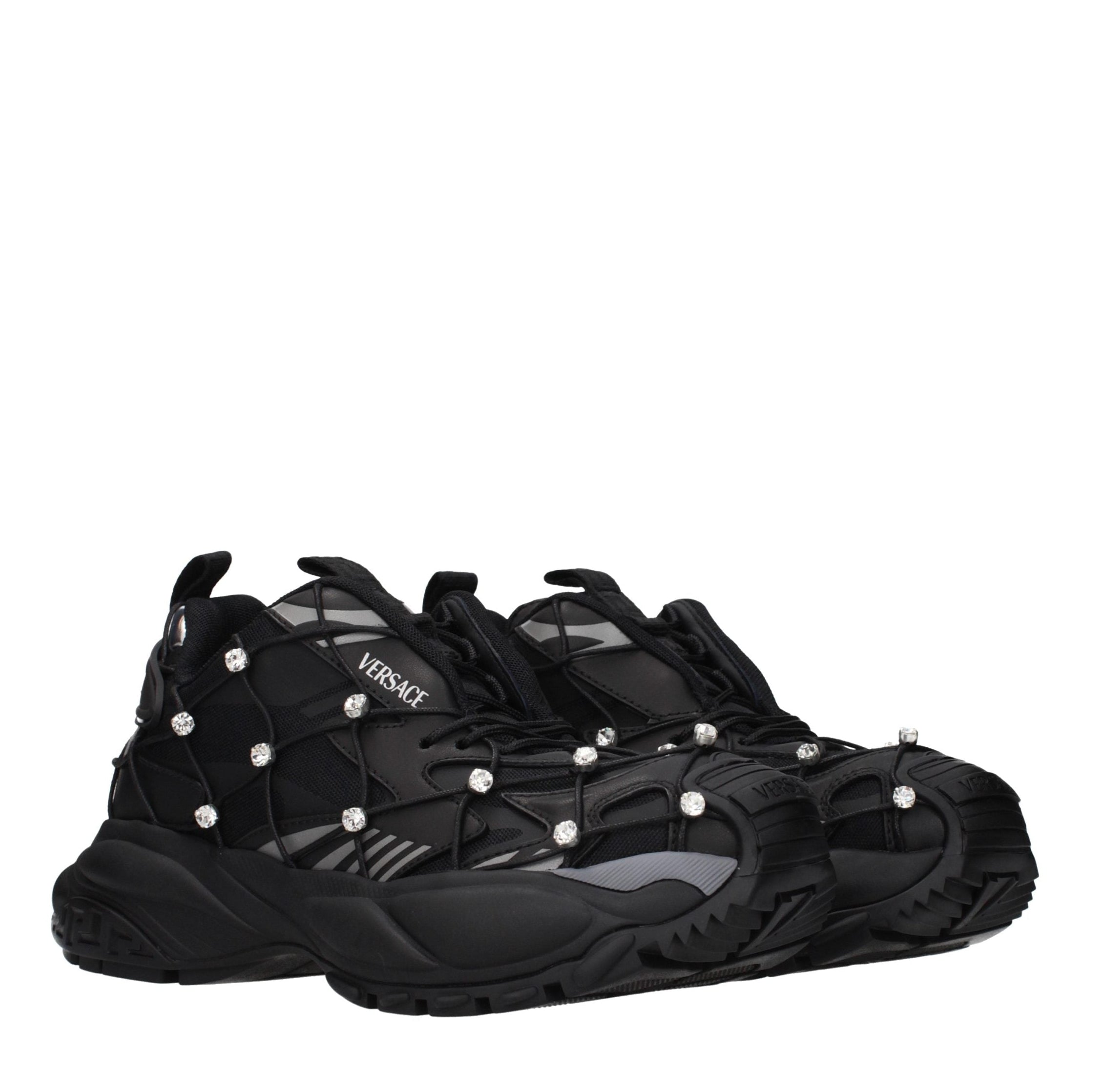 Black Fabric Chunky Sneakers