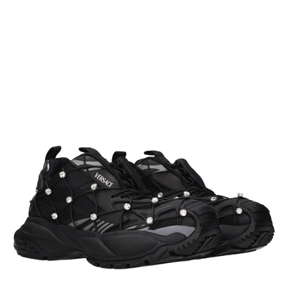 Black Fabric Chunky Sneakers