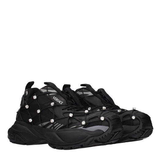 Black Fabric Chunky Sneakers