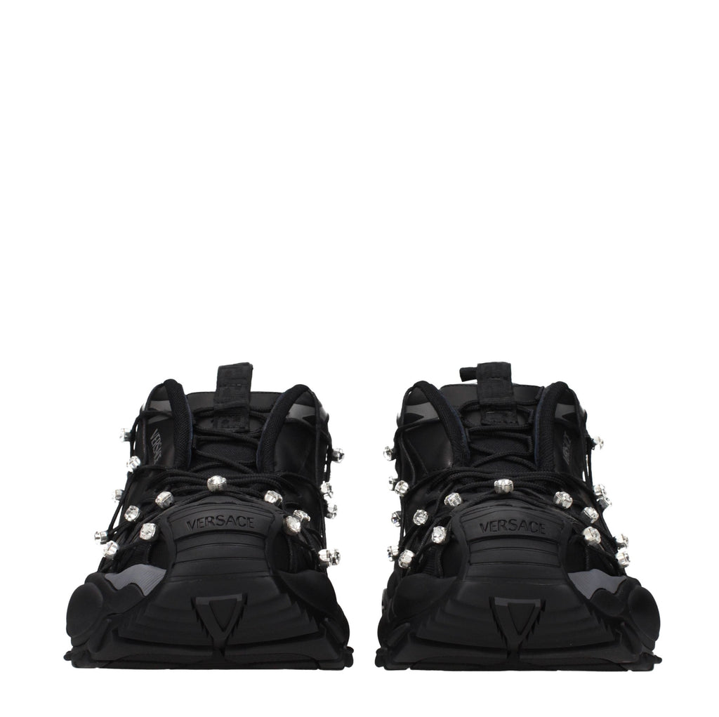 Black Fabric Chunky Sneakers