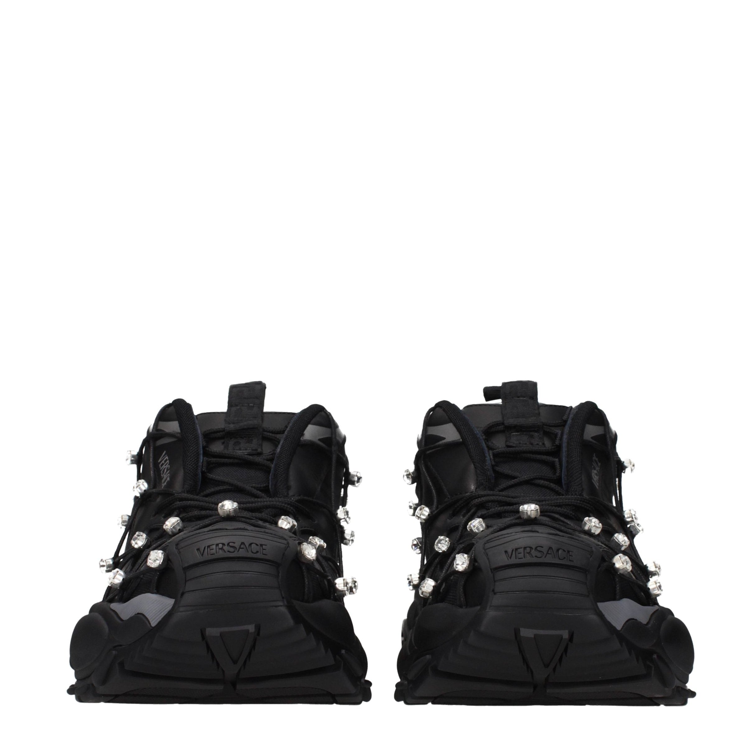 Black Fabric Chunky Sneakers