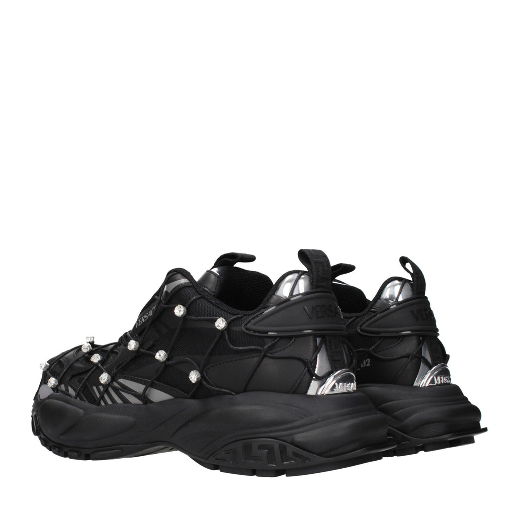 Black Fabric Chunky Sneakers