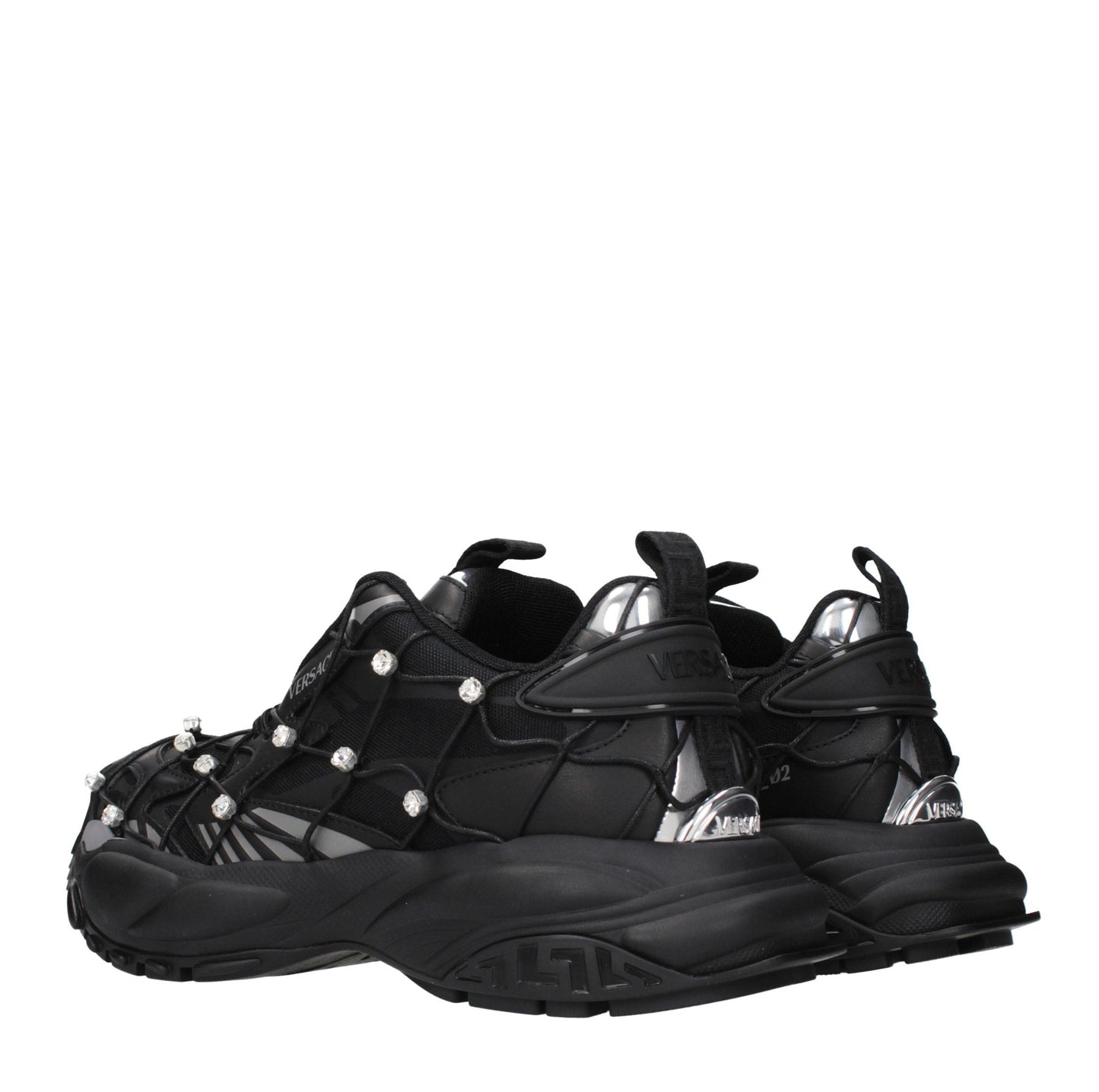 Black Fabric Chunky Sneakers
