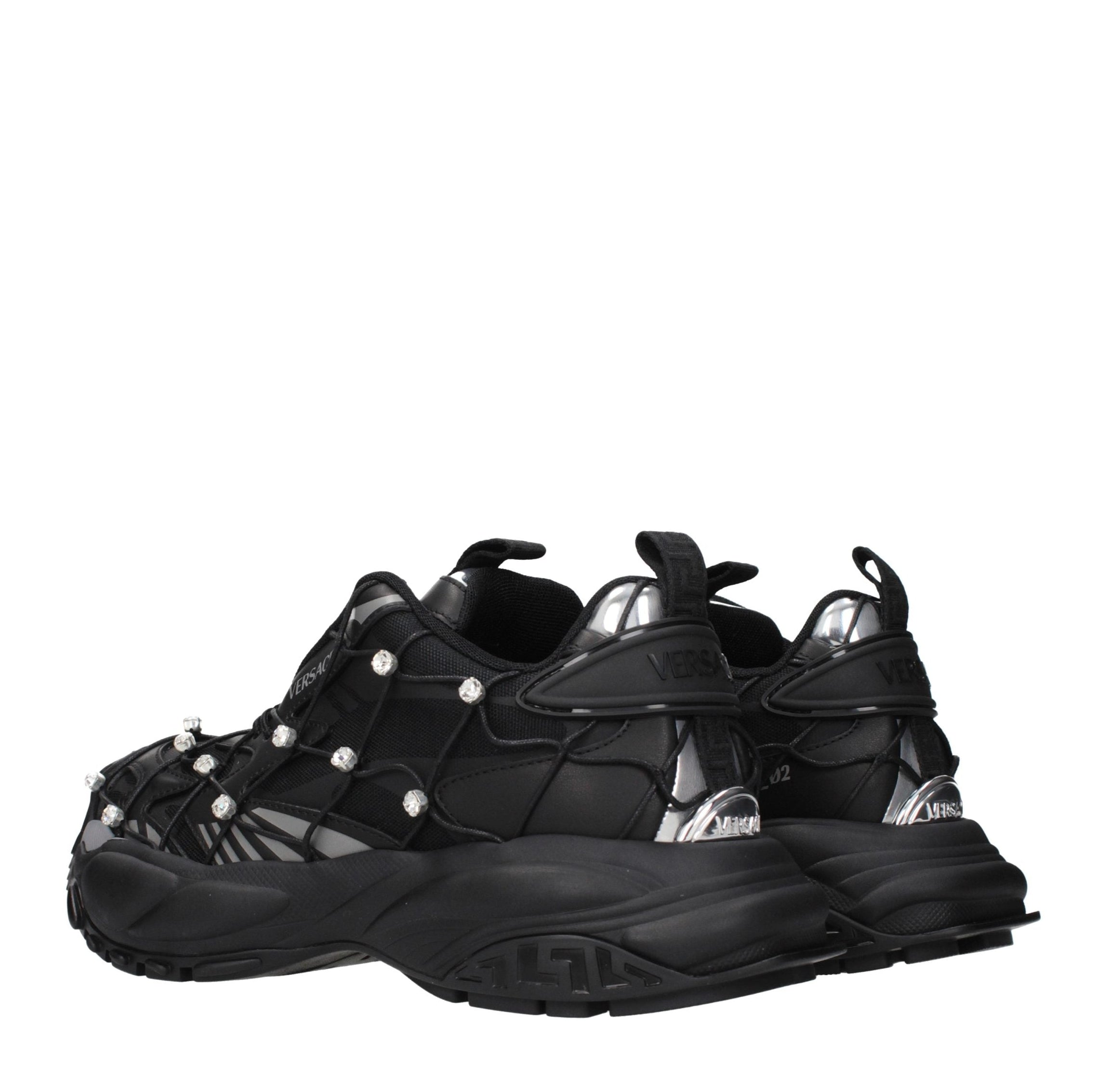 Black Fabric Chunky Sneakers