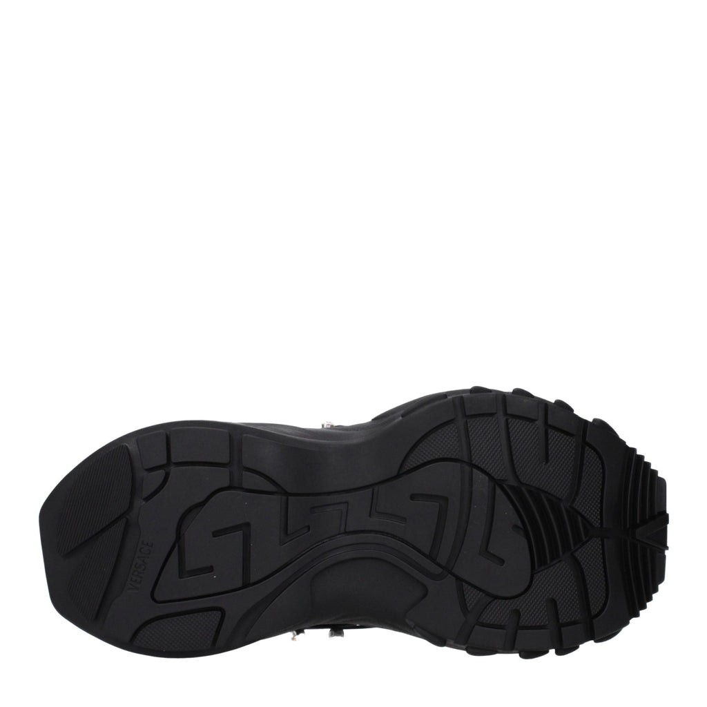 Black Fabric Chunky Sneakers