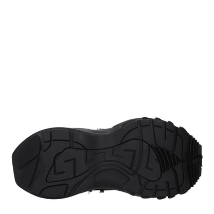 Black Fabric Chunky Sneakers