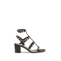 Black Calf Leather Bos Taurus Stiletto Heel Sandals