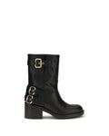 Black Calf Leather Bos Taurus Ankle Boots