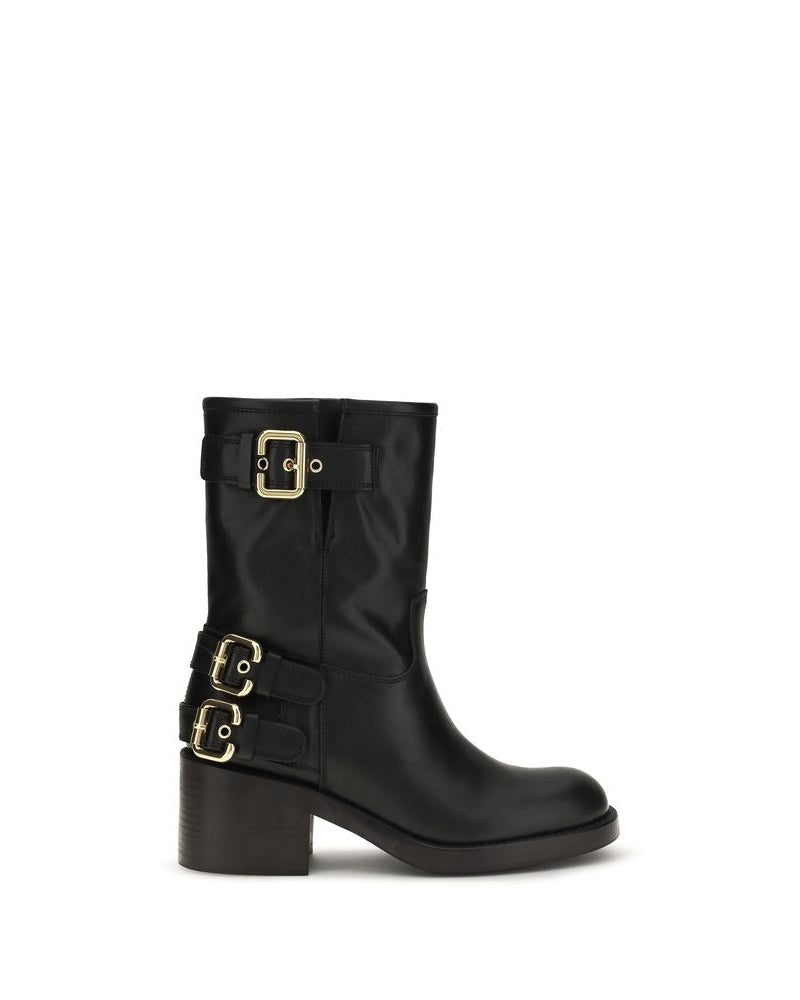 Black Calf Leather Bos Taurus Ankle Boots