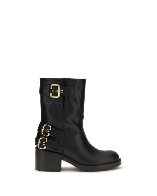 Black Calf Leather Bos Taurus Ankle Boots