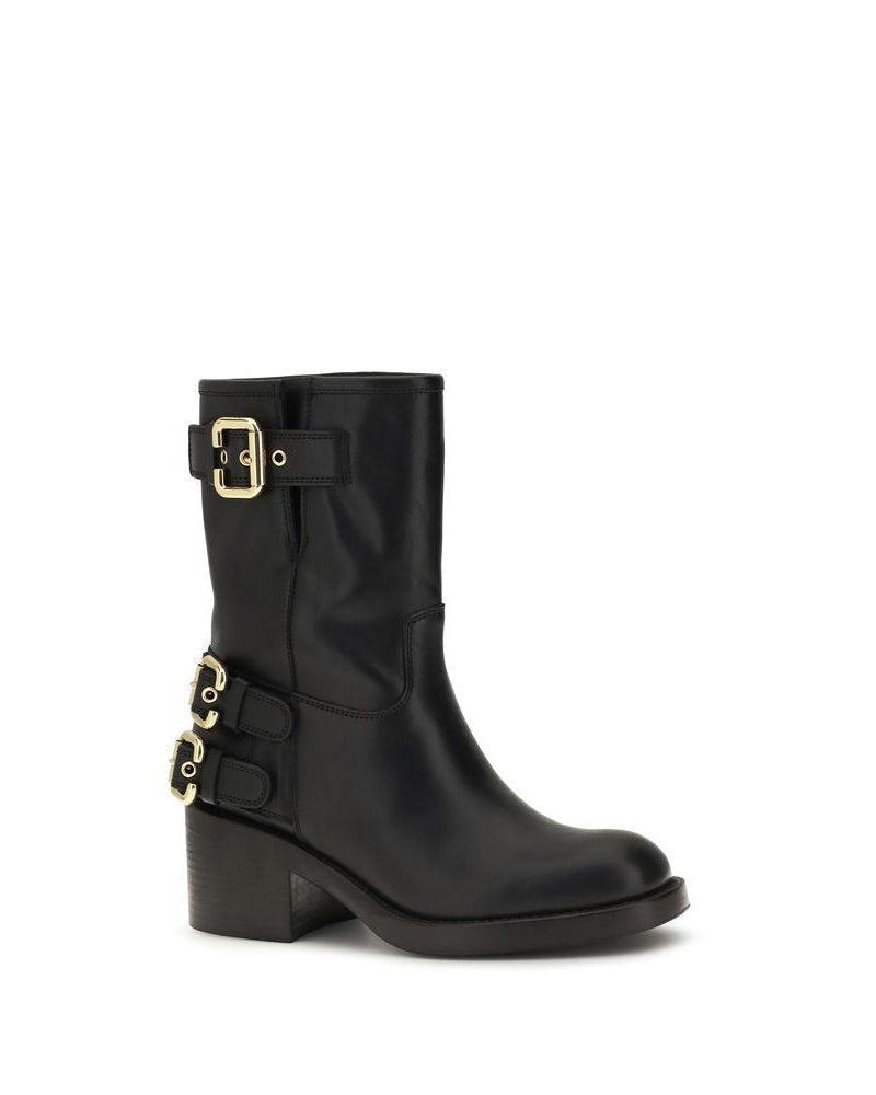 Black Calf Leather Bos Taurus Ankle Boots