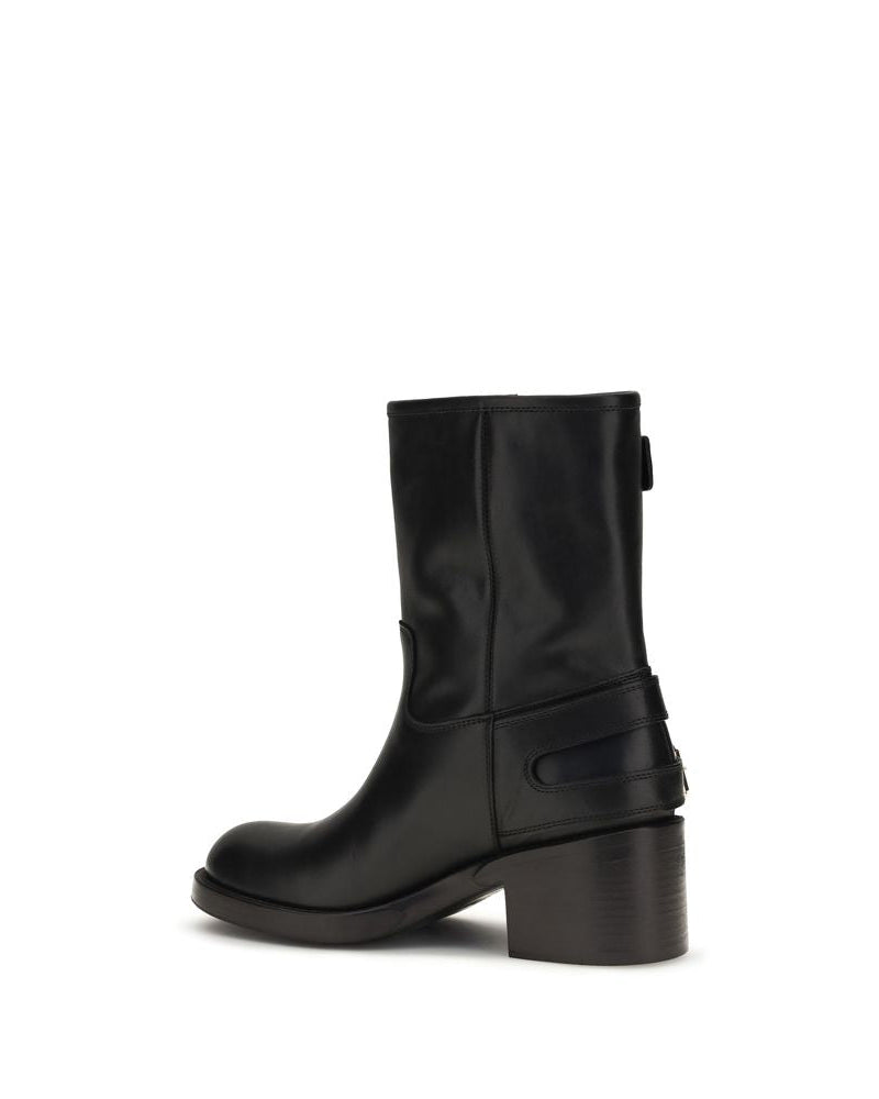 Black Calf Leather Bos Taurus Ankle Boots