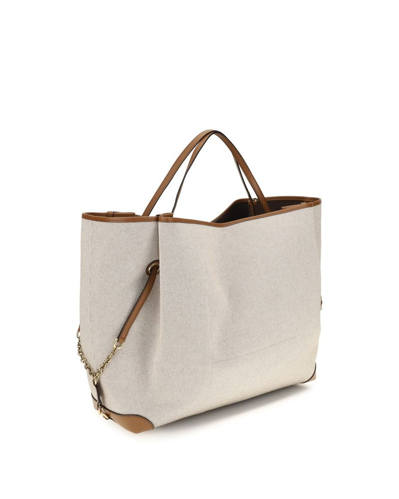Beige Cotton Shoulder Bag