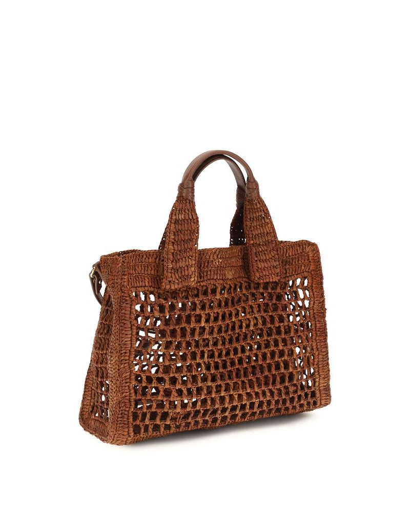 Brown Raffia Shoulder Bag