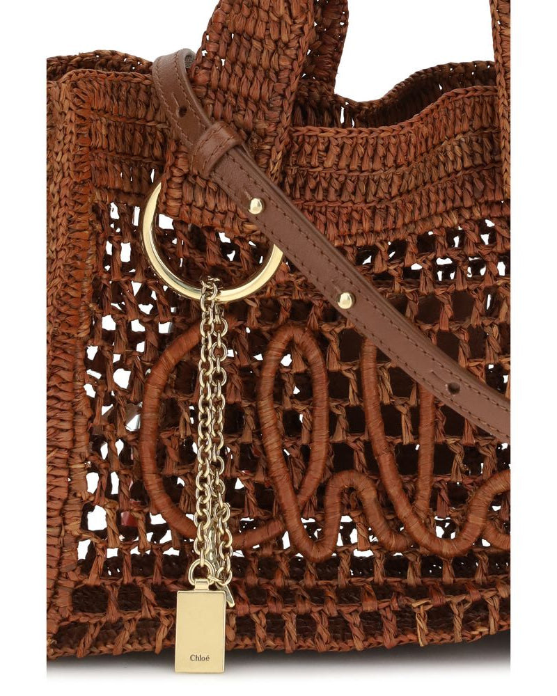 Brown Raffia Shoulder Bag
