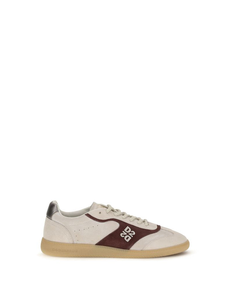 Beige Calf Leather Bos Taurus Low Top Sneakers