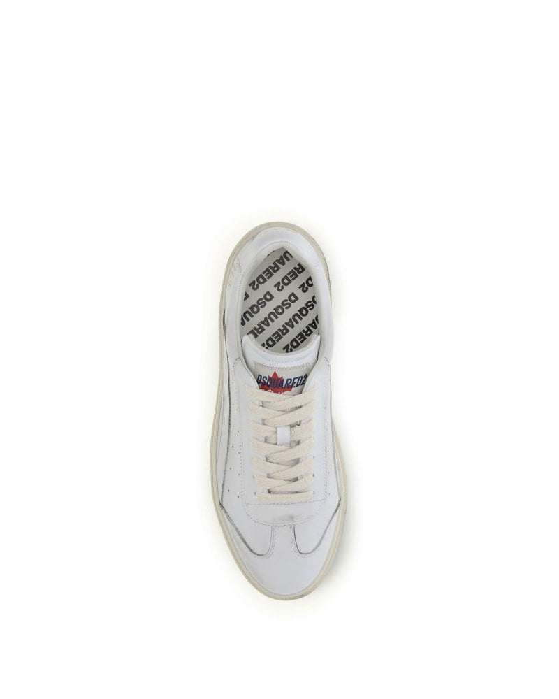White Calf Leather Bos Taurus Low Top Sneakers