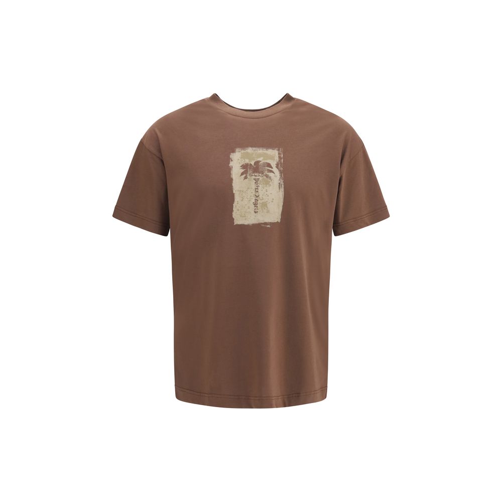 Palm Angels - Palm Tree T-Shirt Marrone in Cotone