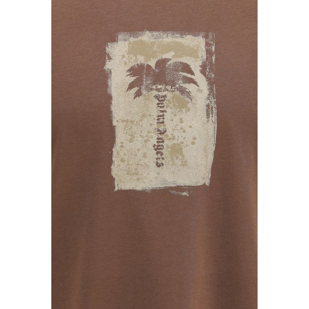 Palm Angels - Palm Tree T-Shirt Marrone in Cotone