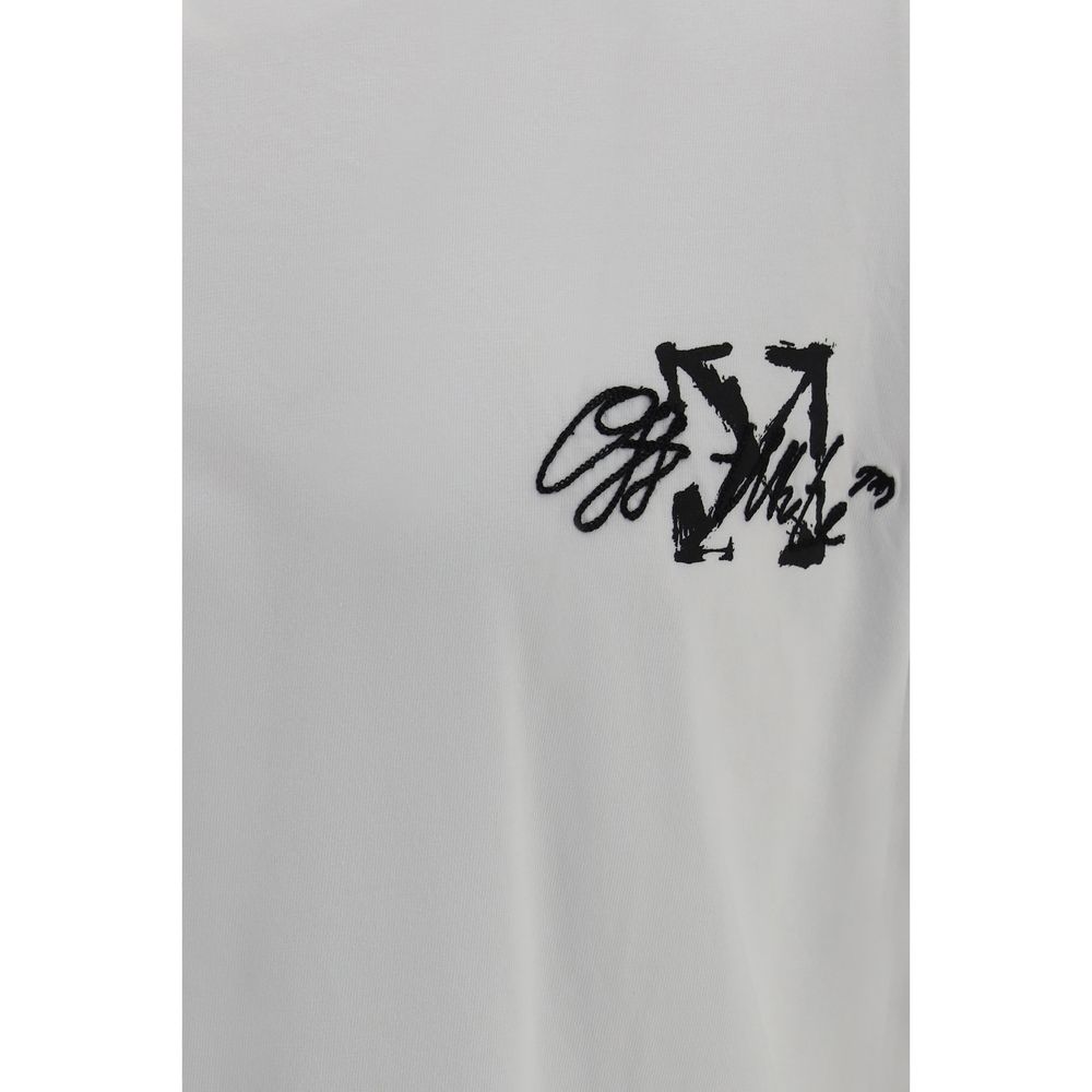 Off-White - Stroke Skate T-Shirt Bianca con Logo Ricamato
