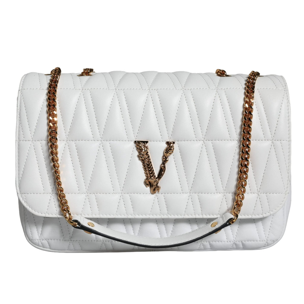 White Mini Nappa Leather Crossbody Shoulder Bag