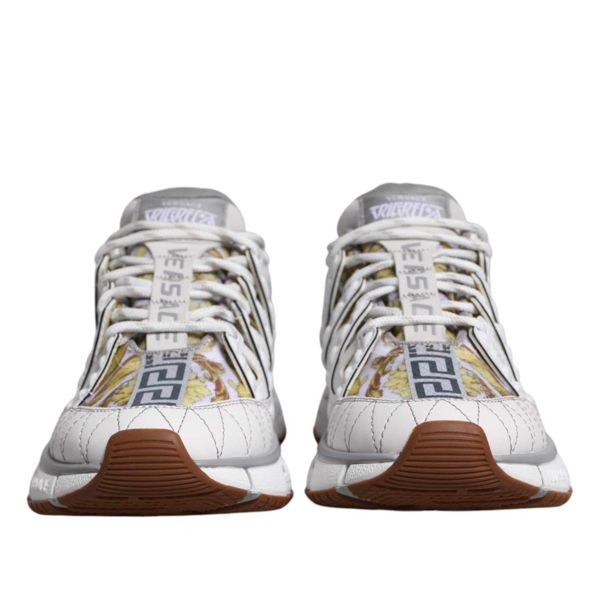 White Trigreca Barocco Print Low Top Sneakers Shoes