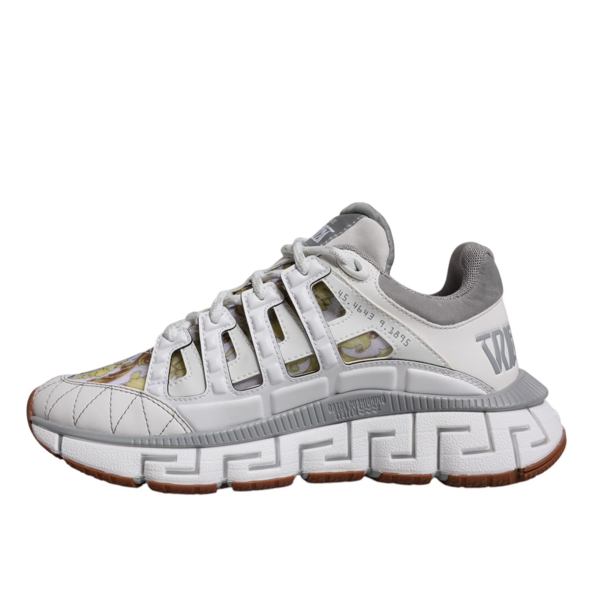 White Trigreca Barocco Print Low Top Sneakers Shoes