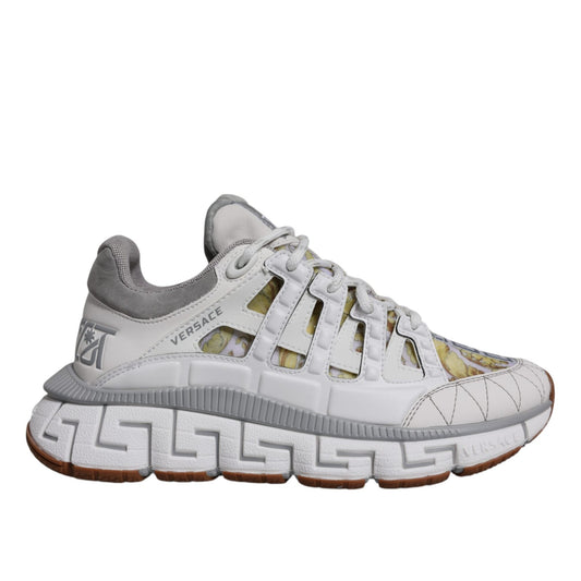 White Trigreca Barocco Print Low Top Sneakers Shoes