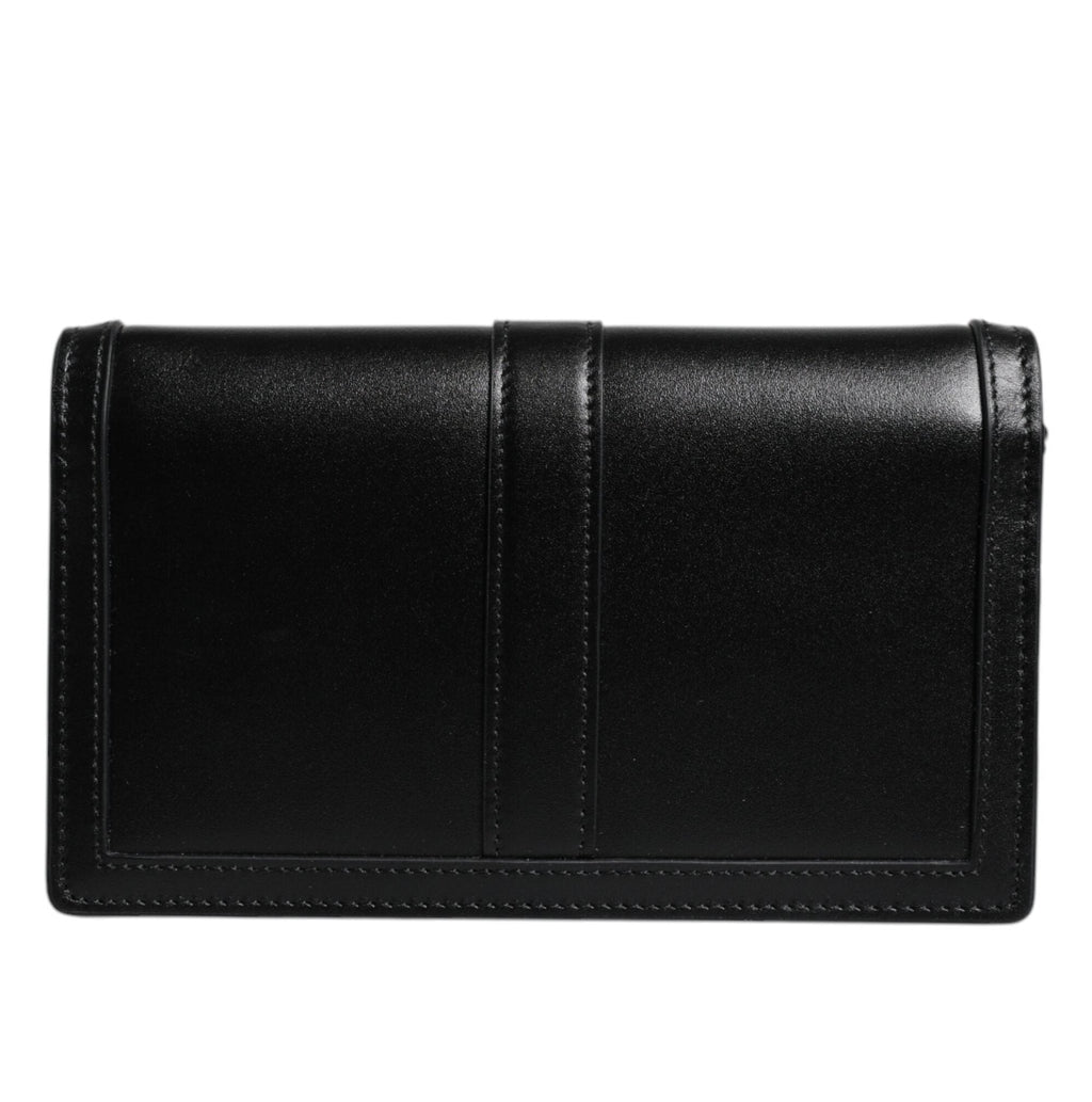 Black Calfskin Leather Chain Strap Shoulder Crossbody Bag