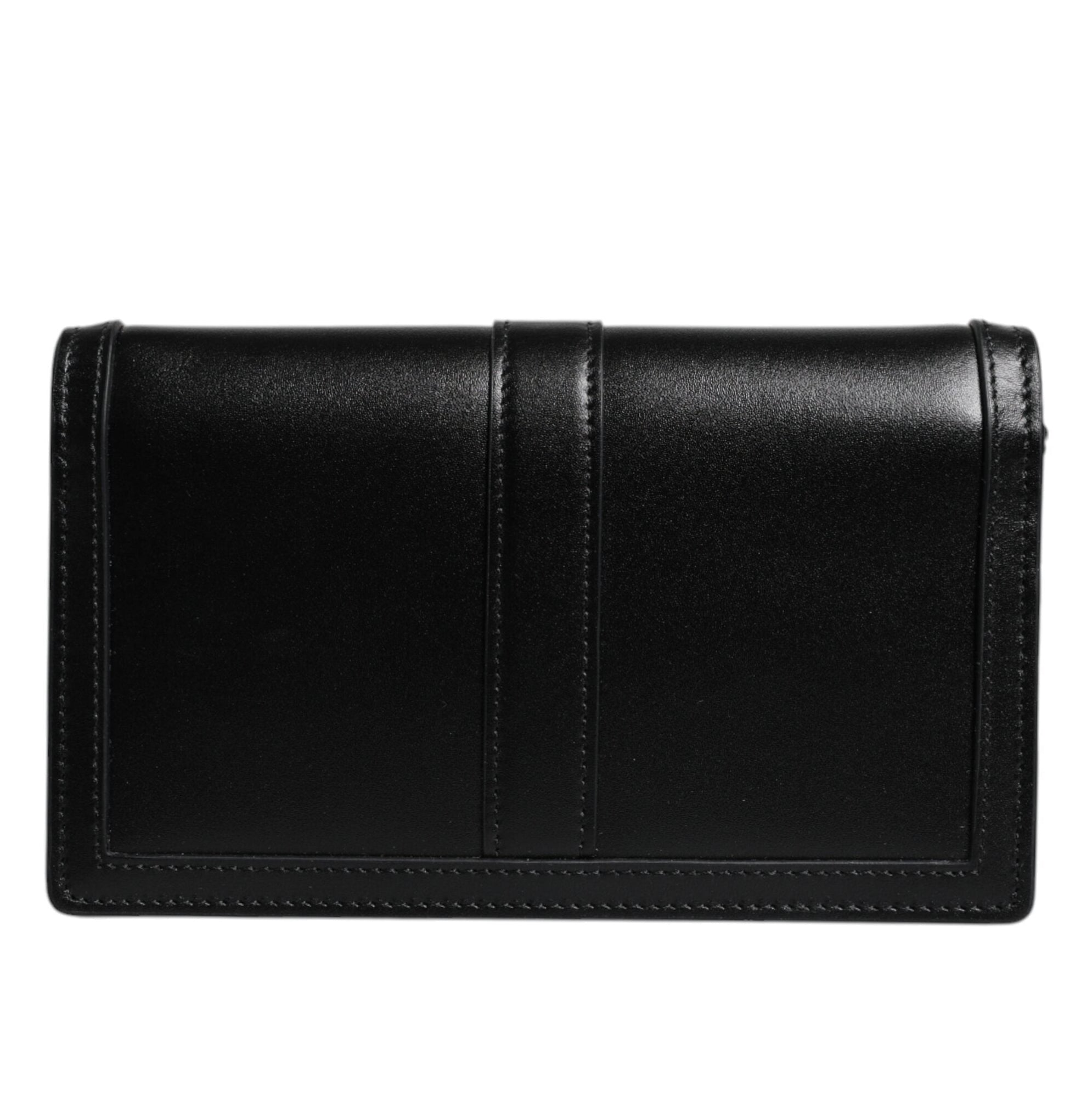 Black Calfskin Leather Chain Strap Shoulder Crossbody Bag