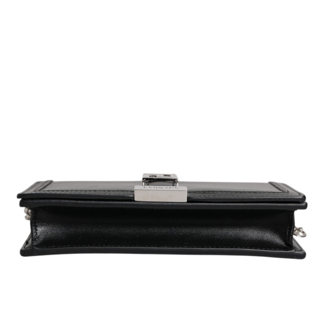 Black Calfskin Leather Chain Strap Shoulder Crossbody Bag