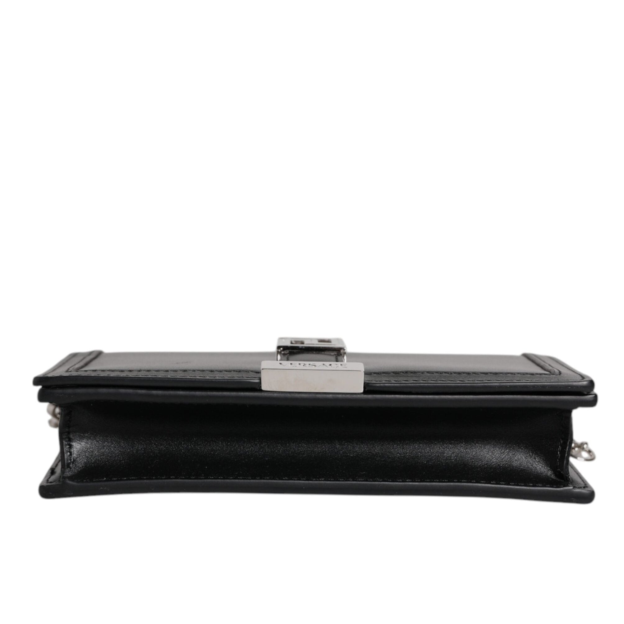Black Calfskin Leather Chain Strap Shoulder Crossbody Bag