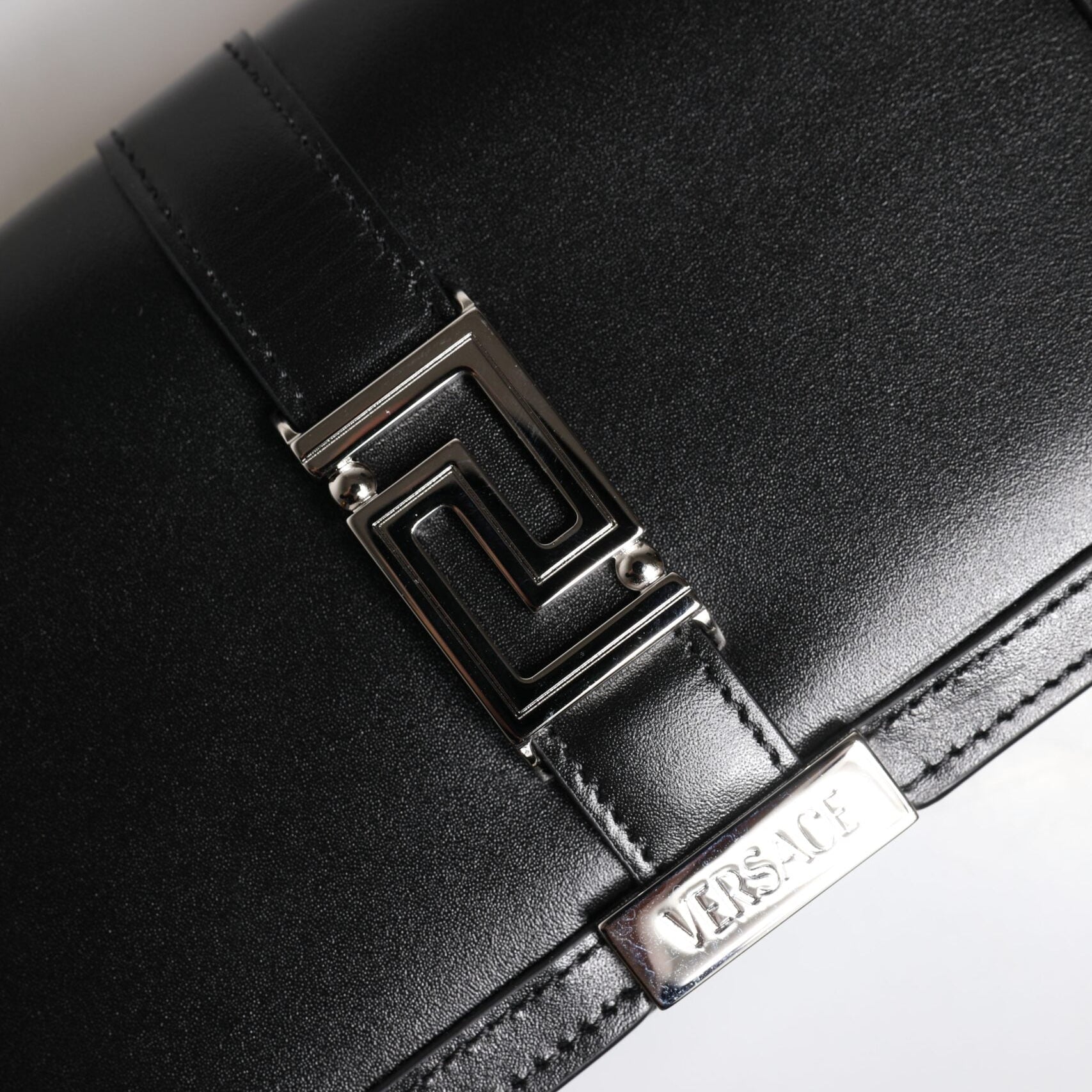 Black Calfskin Leather Chain Strap Shoulder Crossbody Bag