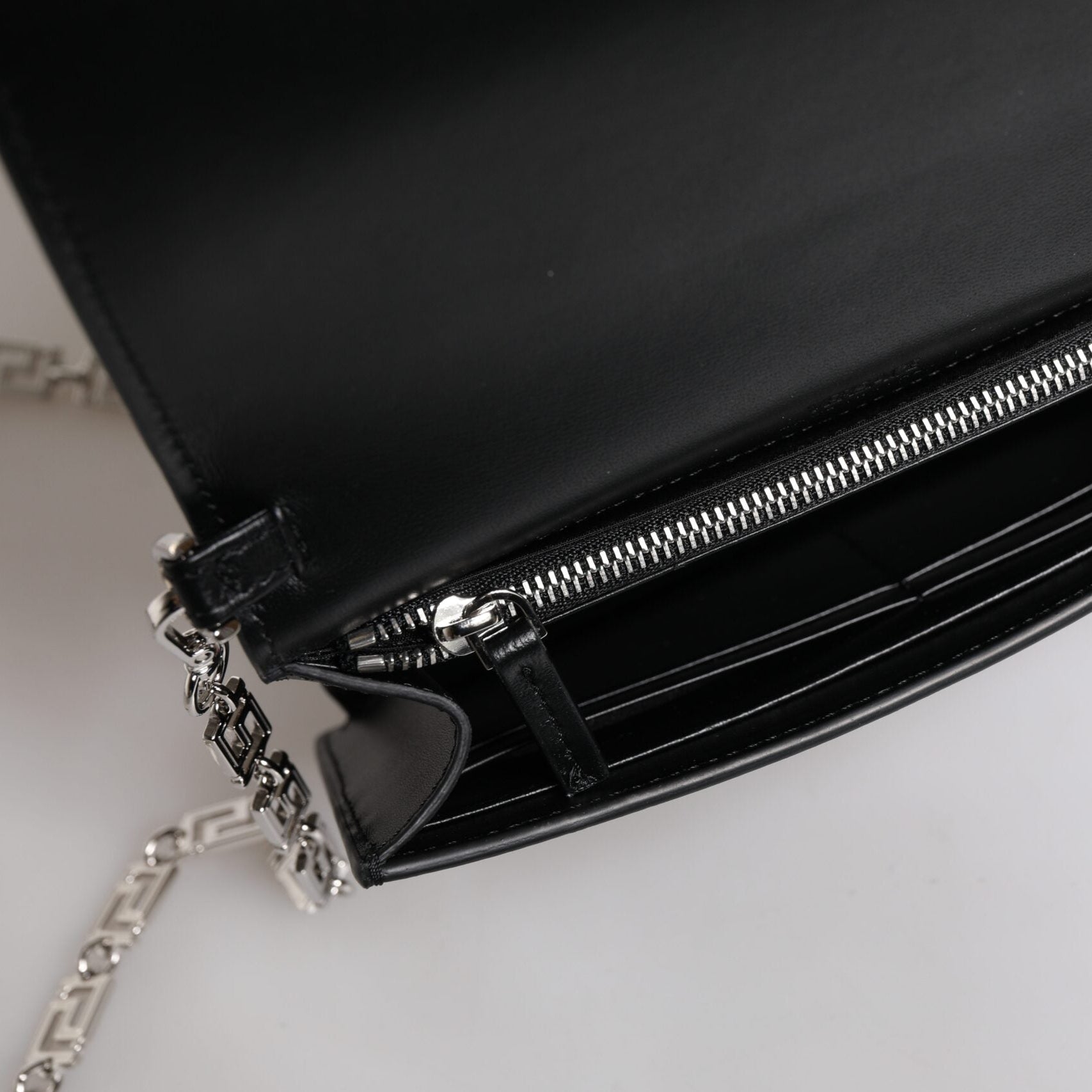 Black Calfskin Leather Chain Strap Shoulder Crossbody Bag