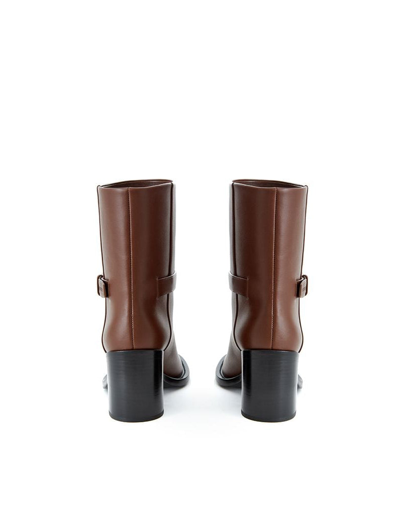 Burberry – Stivaletti Ankle Boots in Pelle Marrone con Cinturino