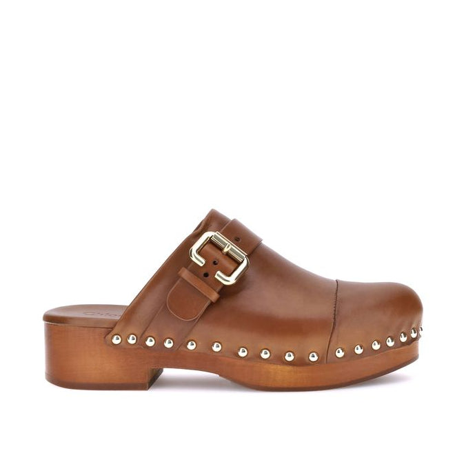 Brown Calf Leather Bos Taurus Clogs