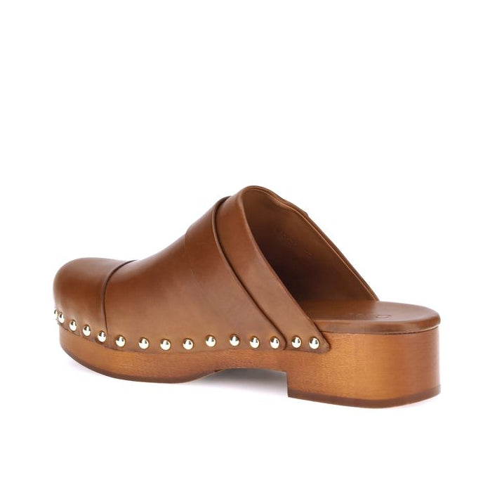 Brown Calf Leather Bos Taurus Clogs