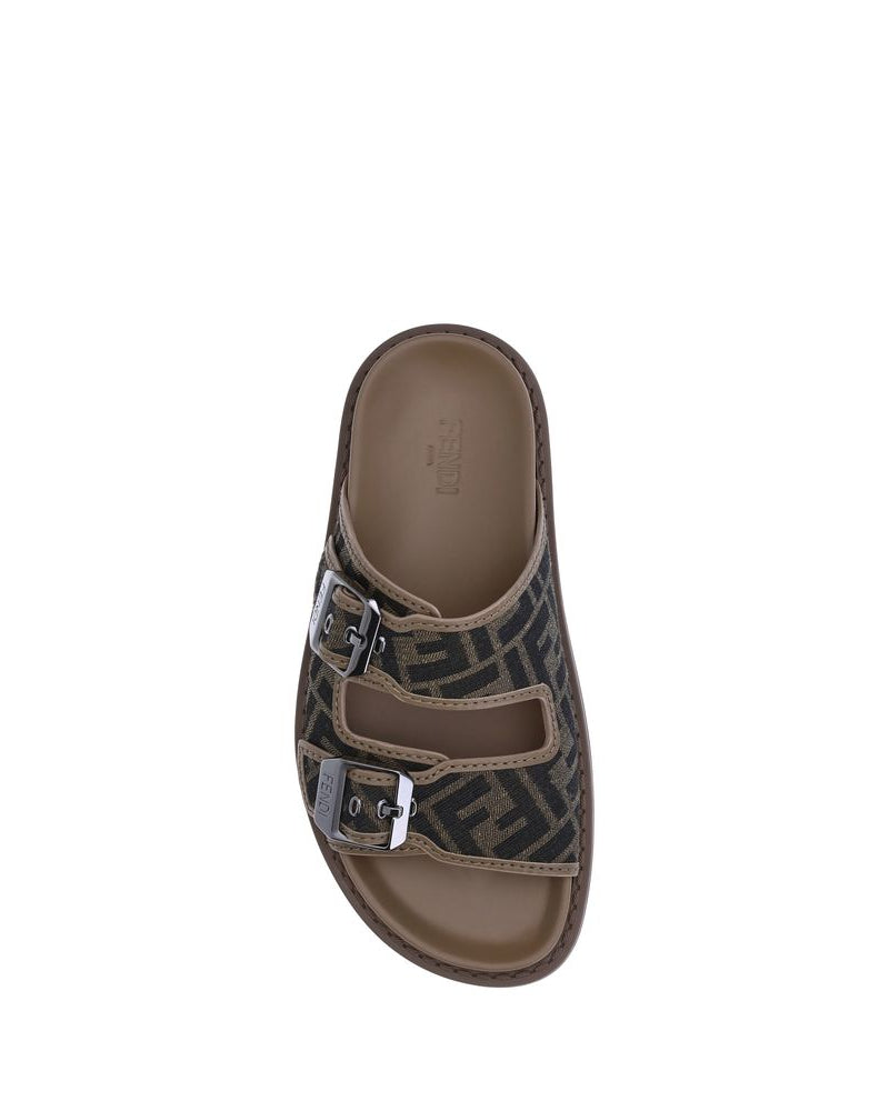 Brown Calf Leather Bos Taurus Flat Sandals