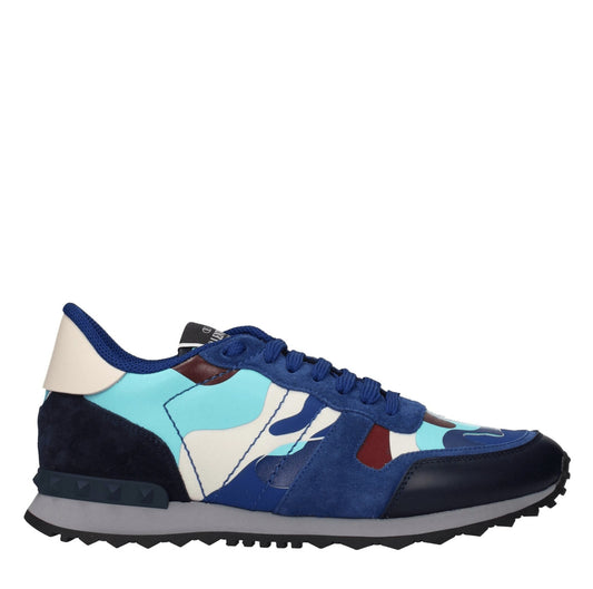 Blue Leather Athletic Sneakers