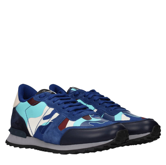 Blue Leather Athletic Sneakers