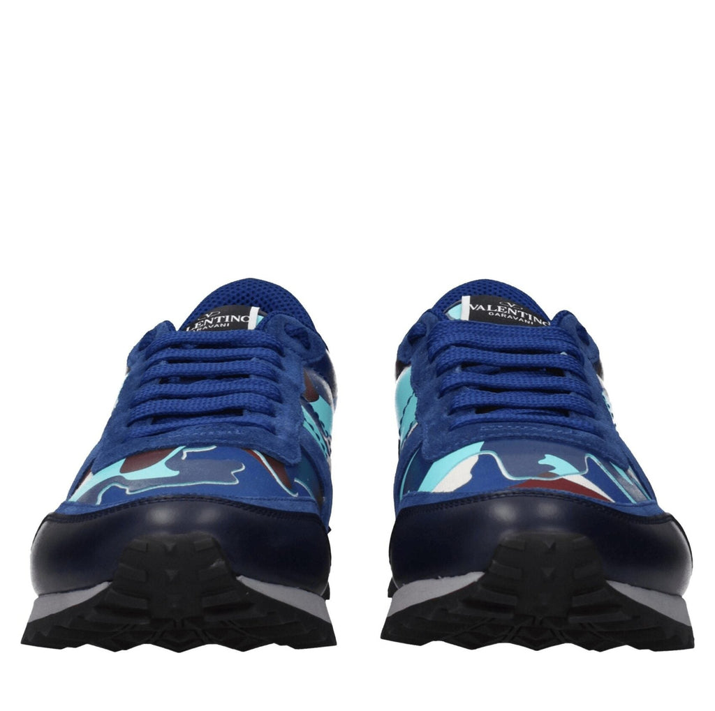 Blue Leather Athletic Sneakers