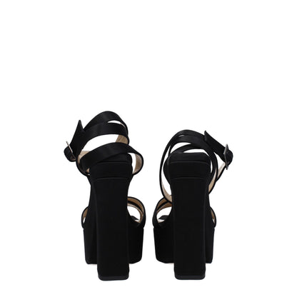 Black Satin Platform Sandals