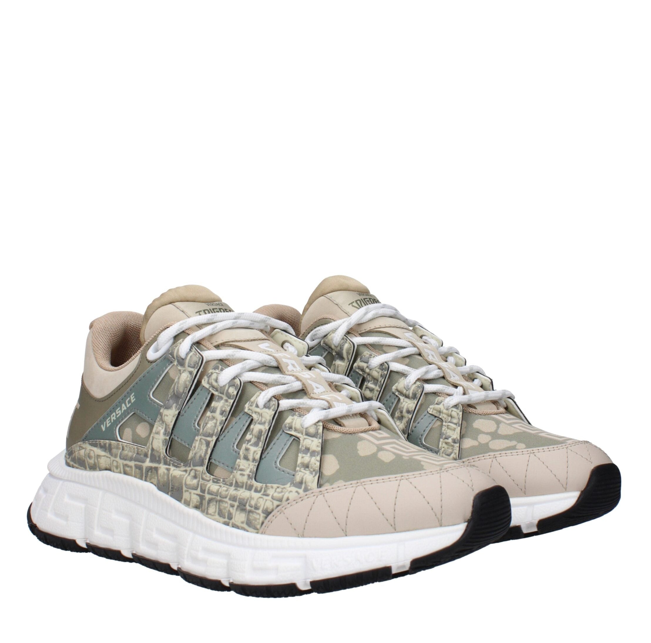 Green Fabric Low Top Sneakers