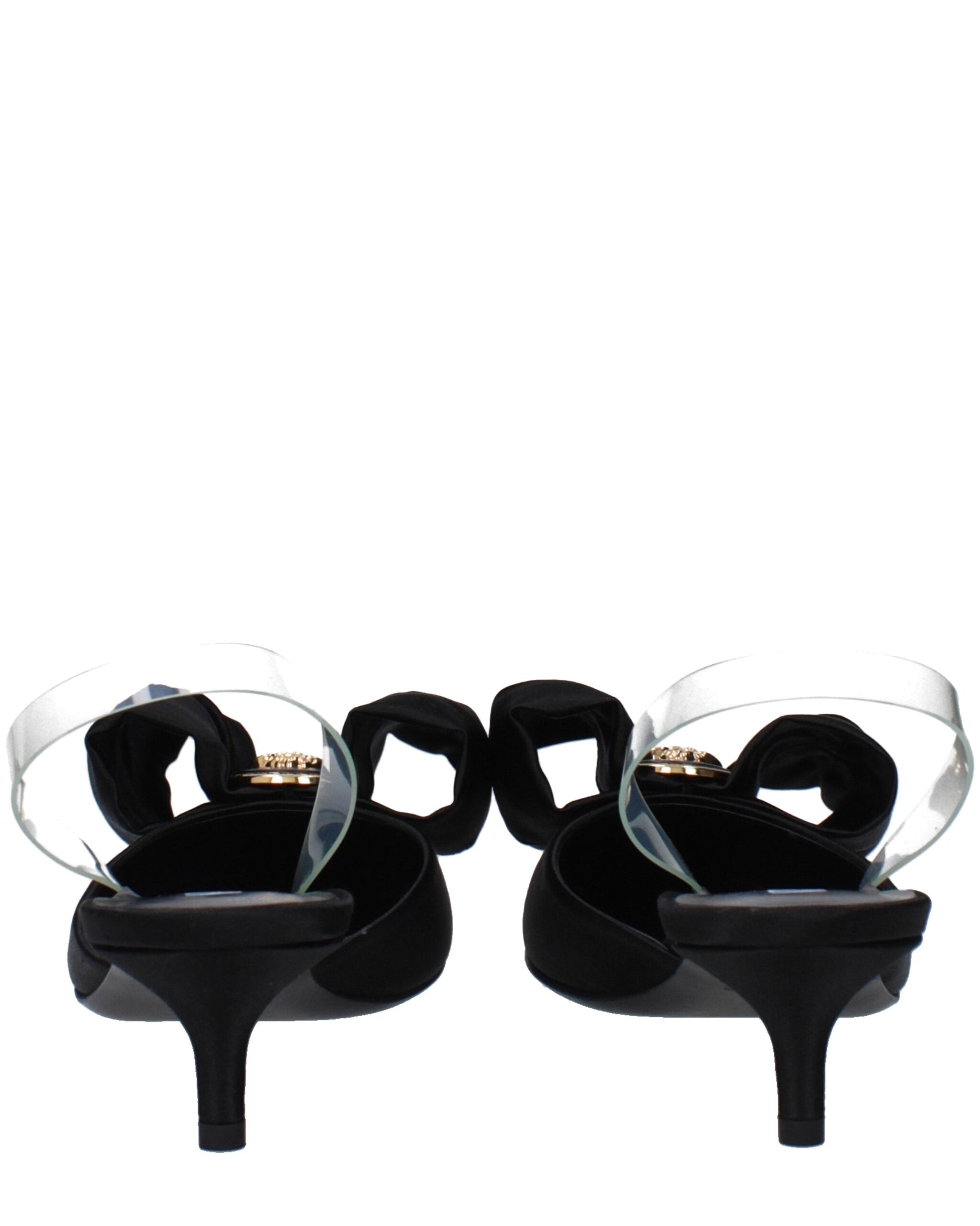 Black Satin Flat Sandals