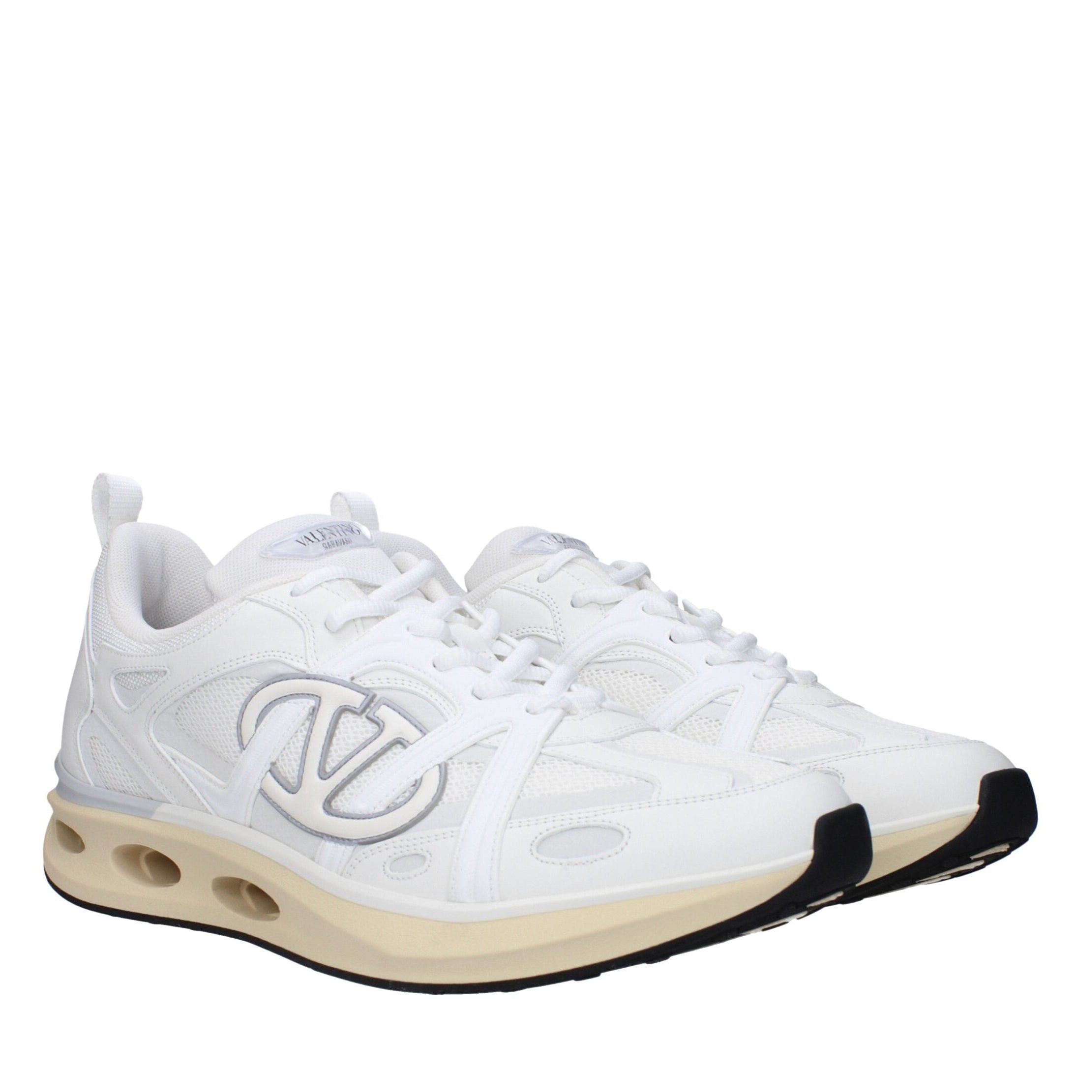 White Fabric Athletic Sneakers